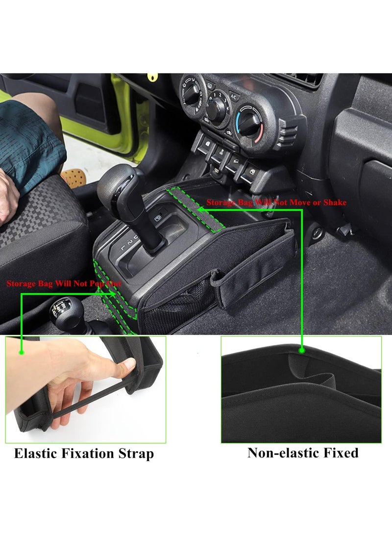 علبة منظمة كيس تخزين التحول للسيارات لسوزوكي جيمي 2019 2020 2021 2022 2023 JB64 JB74 ملحقات السيارات الداخلية قماش أكسفورد الأسود - Image 5